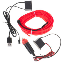 Oświetlenie ambientowe LED do samochodu / auta USB / 12V taśma 5m czerwona